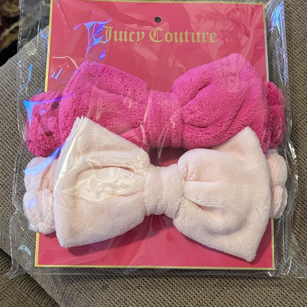 Juicy Couture Hot Pink and Light Pink Spa Headbands with Bow (2 pack)